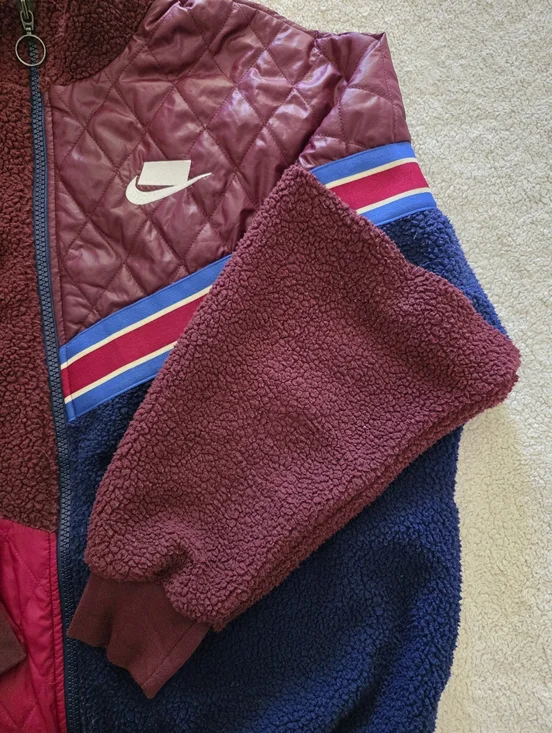 Nike Sportswear Retro Sherpa Fleece Track Jacket, Women's Small, GUC - Burgundy - Picture 5 of 12